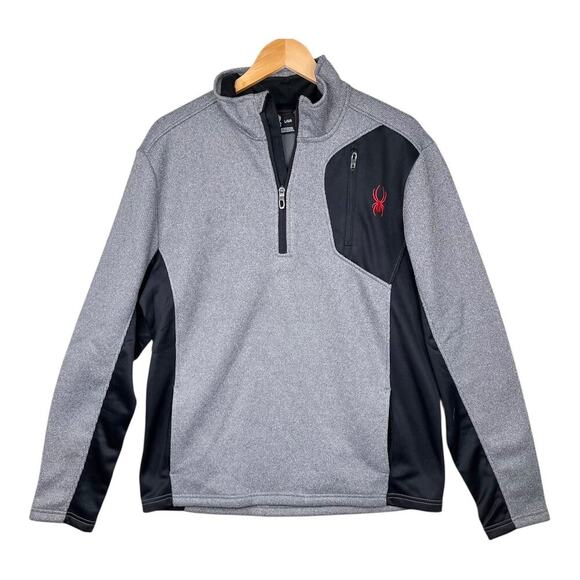 Spyder Men's fleece lined gray long sleeve 1/4 Zip Pullover Jacket Size Large - Picture 1 of 8